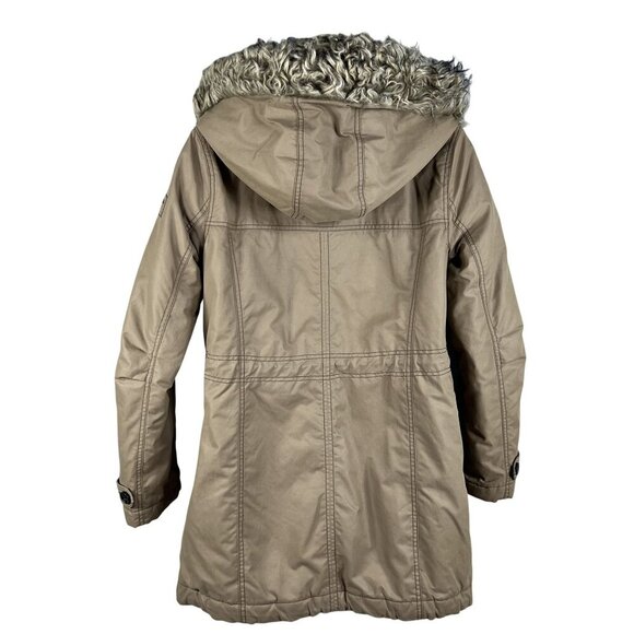 Abercrombie & Fitch Womens Large Faux Fur Hood Sherpa Lined Parka Jacket Brown - Picture 2 of 16